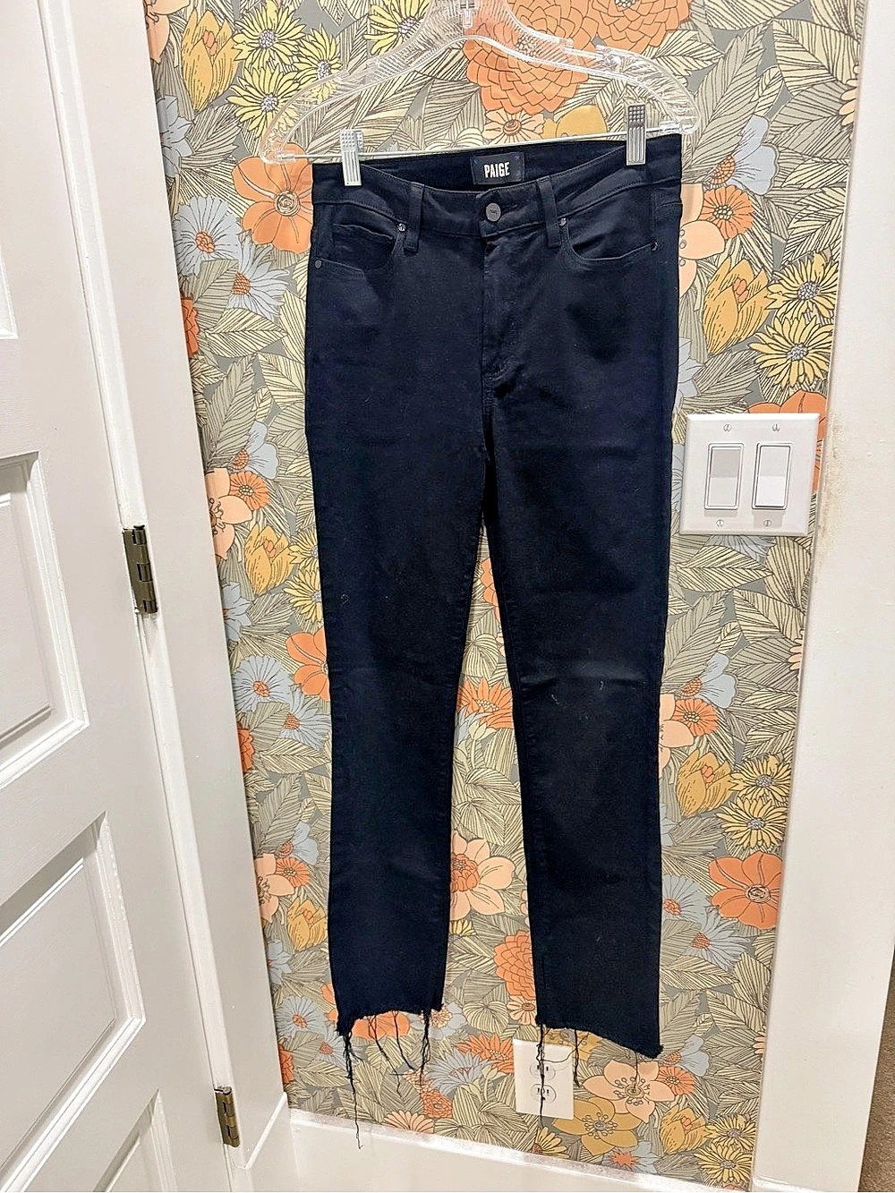 Paige Raw Hem Black Skinny Jeans (size 27)